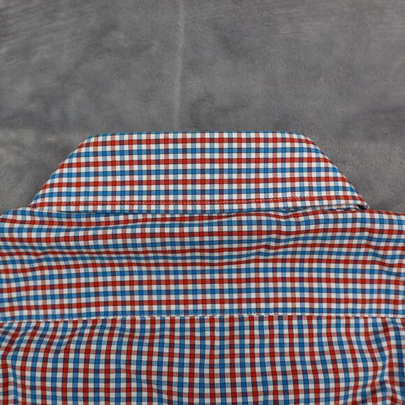 J Crew Shirt Mens Large 16 .5 Blue Red Plaid Dress Workwear Office Button Up - Picture 14 of 16